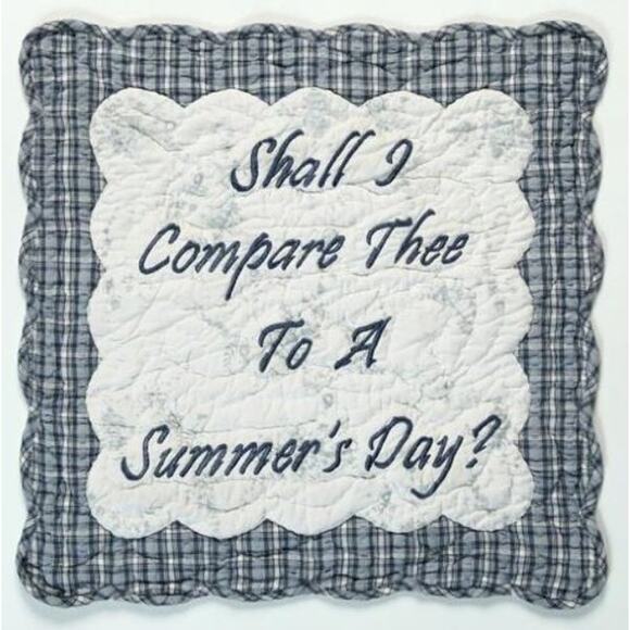 Summer's Day Table Mat Quilted Wall Hanging Shakespeare Blue Plaid 18x18" NEW - Picture 1 of 2